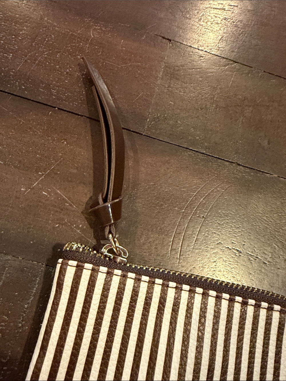 henri bendel Brown and White Striped "#bendelgirl" Cosmetic Pouch - Picture 4 of 8